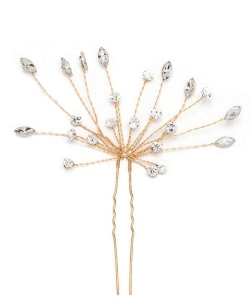 Crystal Accent Wired Bridal Hair Stick  HM300099 GOLD